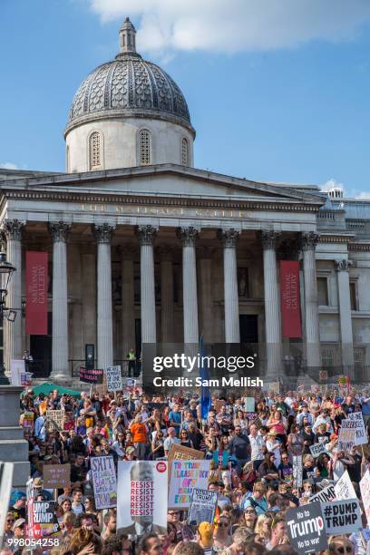 Activists protest against US President Donald Trump's UK visit on the 13th July 2018 in central London in the United Kingdom. Donald Trump is on a UK...