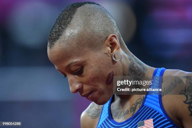 United State's Inika McPherson focusses before the Women's High Jump qualification at the IAAF World Championships, in London, UK, 9 August 2017....