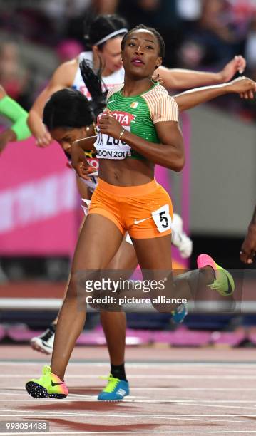 Marie-Josée Ta Lou from Ivory Coast in action at the women's 200 meter semi-final at the IAAF World Championships, in London, UK, 10 August 2017....
