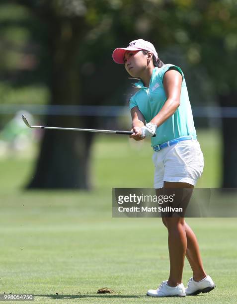 In-Kyung Kim of South Korea watches her second shot on the seventh hole during the second round of the Marathon Classic Presented By Owens Corning...