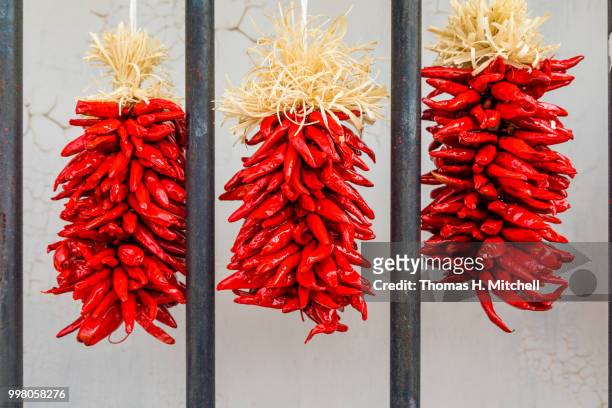nm-tularosa-chili peppers - en chapelet photos et images de collection