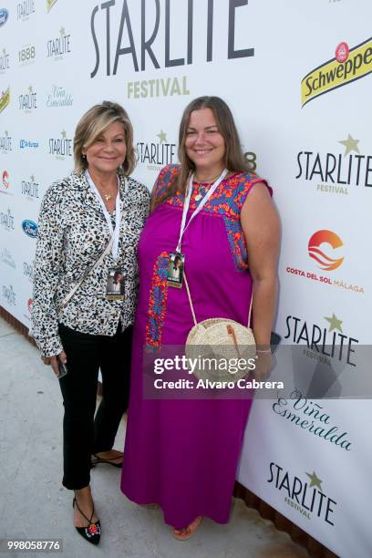 Cari Lapique and her daughter Caritina Goyanes attend Starlite music Festivalon July 11, 2018 in Marbella, Spain