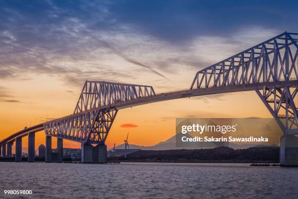 tokyo gate bridge and mt.fuji - koto harp bildbanksfoton och bilder