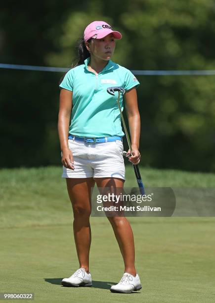 In-Kyung Kim of South Korea watches watches a putt on the seventh hole during the second round of the Marathon Classic Presented By Owens Corning And...
