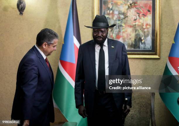 German Foreign Minister Sigmar Gabriel being received by the President of the Republic of South Sudan, Salva Kiir , in Juba, South Sudan, 10 August...