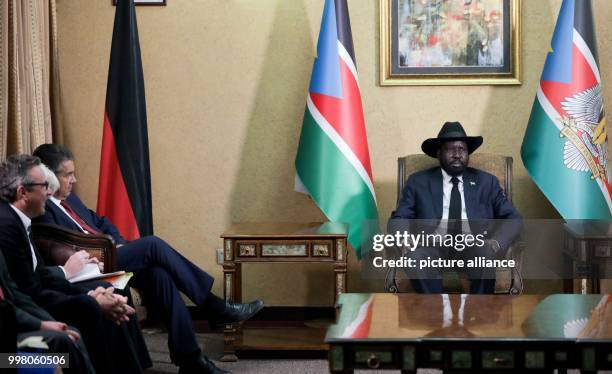 German Foreign Minister Sigmar Gabriel being received by the President of the Republic of South Sudan, Salva Kiir , in Juba, South Sudan, 10 August...