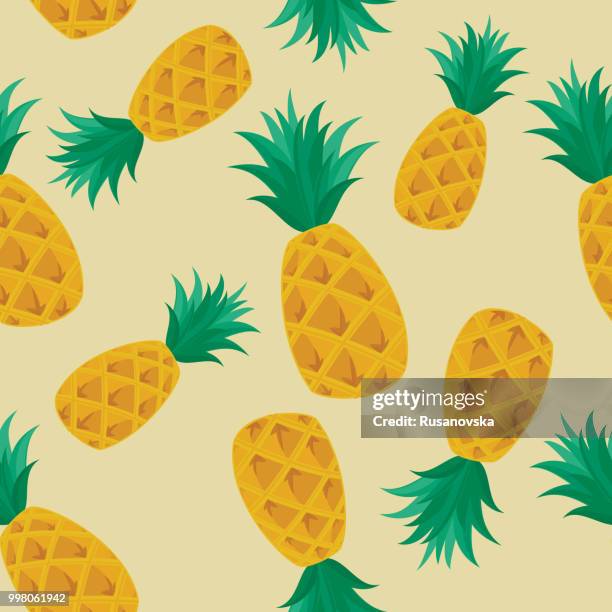 pineapple seamless pattern - pineapple pattern stock illustrations