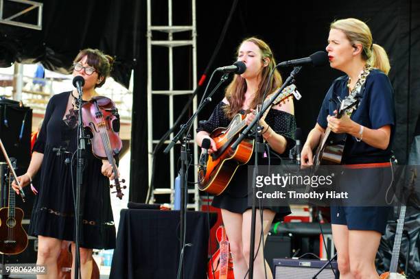 Sara Watkins, Sarah Jarosz and Aoife O'Donovan of I'm With Her perform on Day 1 of Forecastle Music Festival on July 13, 2018 in Louisville, Kentucky.