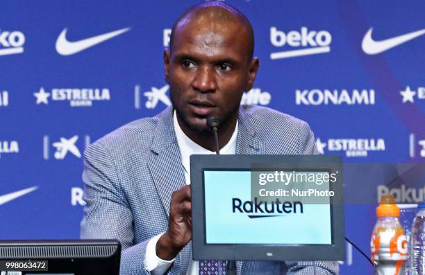 Eric Abidal during the presentation of Clement Lenglet as a new player of FC Barcelona, on 13th July in Barcelona, Spain. --
