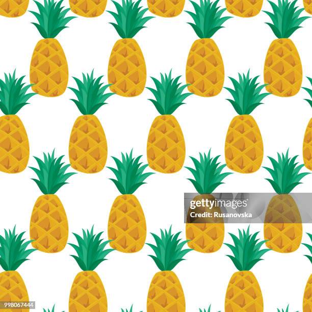 pineapple seamless pattern - pineapple pattern stock illustrations