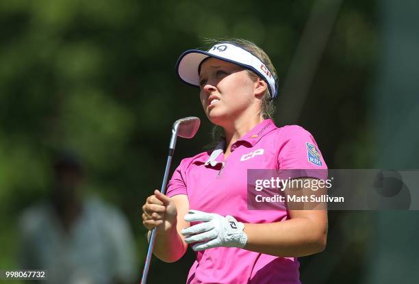 Brooke Henderson of Canada watches her tee shot on the eighth hole during the second round of the Marathon Classic Presented By Owens Corning And O-I...