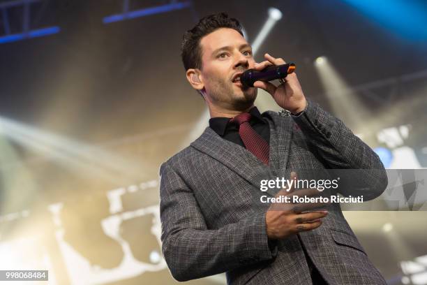 Urs Buhler of Il Divo performs on stage at Edinburgh Castle Esplanade on July 13, 2018 in Edinburgh, Scotland.