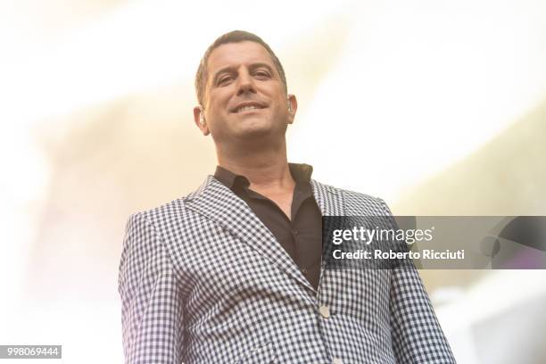 Sebastien Izambard of Il Divo performs on stage at Edinburgh Castle Esplanade on July 13, 2018 in Edinburgh, Scotland.