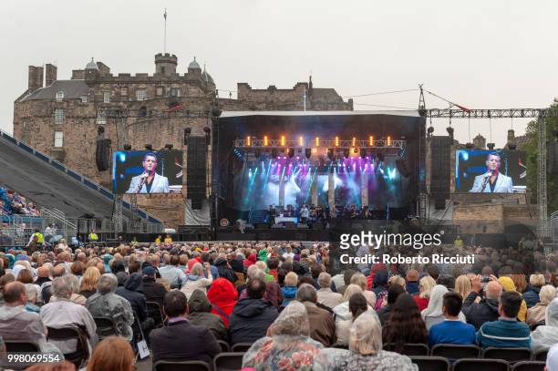 Il Divo perform on stage at Edinburgh Castle Esplanade on July 13, 2018 in Edinburgh, Scotland.