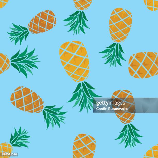 pineapple seamless pattern - pineapple pattern stock illustrations