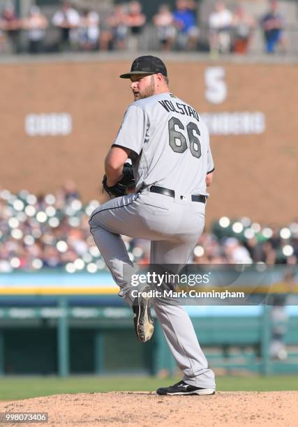 Chris Volstad of the Chicago White Sox pitches during the game against the Detroit Tigers at Comerica Park on May 26, 2018 in Detroit, Michigan. The...