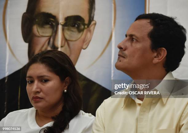 Cecilia Flores de Rivas, the woman who survived by a "miracle" attributed to blessed Oscar Arnulfo Romero, is accompanied by her husband Alejandro...