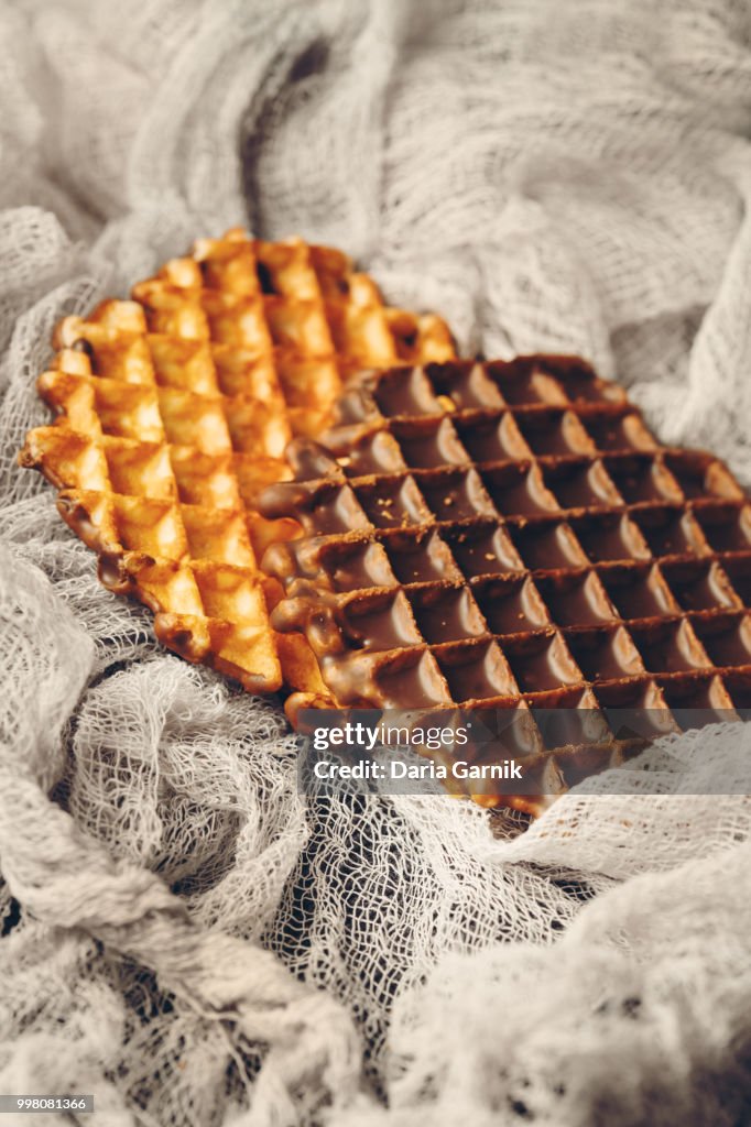 Belgian Waffles with Chocolate Icing