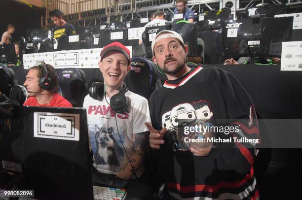 Electronic music artist Deadmau5 meets filmmaker Kevin Smith at the debut of "mau5ville: level 1" at the Twitch Prime and PUBG Battlegrounds Squad...