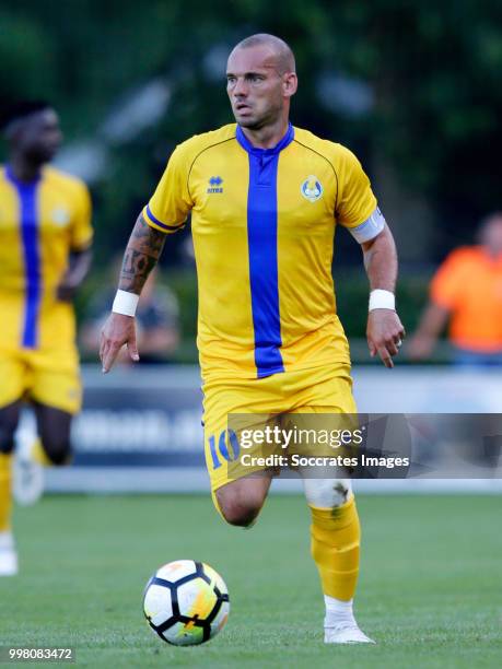 Wesley Sneijder of Al Gharafa during the Club Friendly match between Steaua Bucharest v Al Gharafa at the Sportpark Wiesel on July 13, 2018 in...