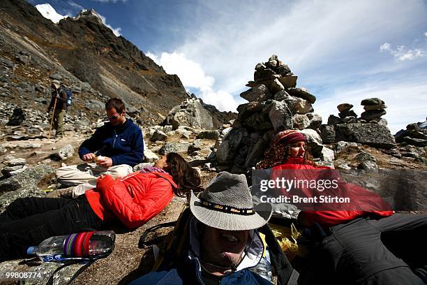 The trek continues over its highest pass called Salcantayccasa, 4650 meters high, Soraypampa, Peru, June 27, 2007. The pass is a series of steep...