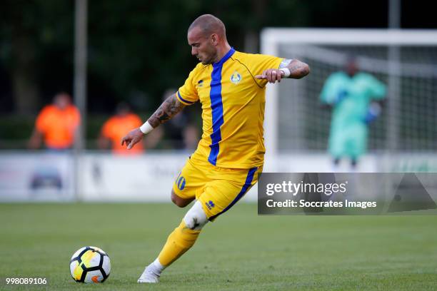 Wesley Sneijder of Al Gharafa during the Club Friendly match between Steaua Bucharest v Al Gharafa at the Sportpark Wiesel on July 13, 2018 in...