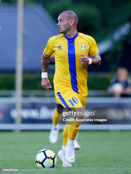 Wesley Sneijder of Al Gharafa during the Club Friendly match between Steaua Bucharest v Al Gharafa at the Sportpark Wiesel on July 13, 2018 in...