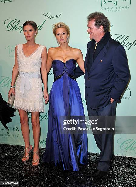 Nicky Hilton, Paris Hilton and Rick Hilton attend the Chopard 150th Anniversary Party at Palm Beach, Pointe Croisette during the 63rd Annual Cannes...