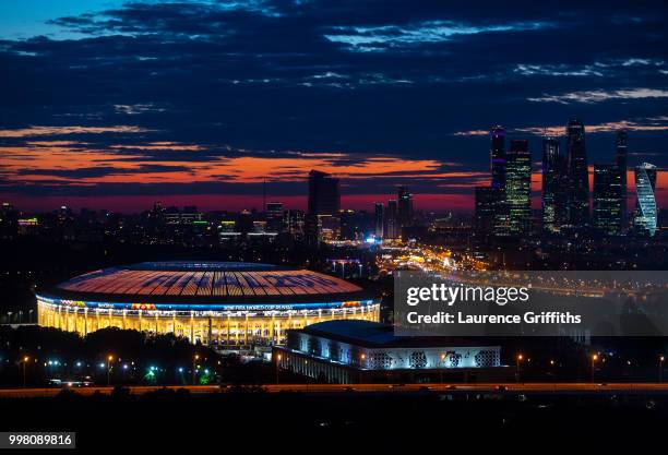 General view of the Luzhniki Stadium, venue for the 2018 FIFA World Cup Final between France and Croatia on July 13, 2018 in Moscow, Russia.