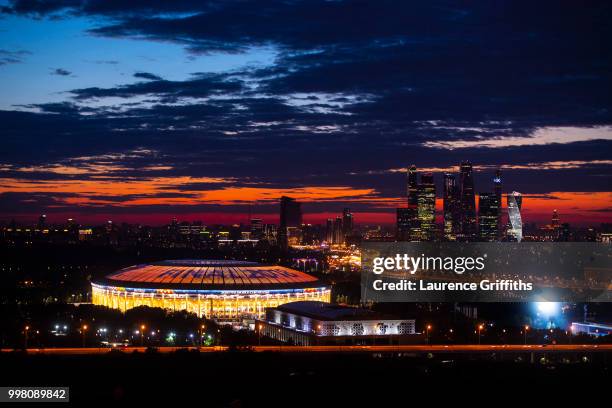 General view of the Luzhniki Stadium, venue for the 2018 FIFA World Cup Final between France and Croatia on July 13, 2018 in Moscow, Russia.