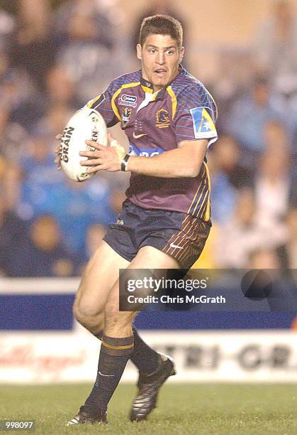 Luke Priddis of the Broncos in action during the NRL First Qualifying Final between the Cronulla Sharks and the Brisbane Broncos held at Toyota Park,...