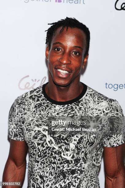 Shaka Smith arrives at Gilda Garza Presents Kings & Queens Art Exhibition in Support of Together1Heart on July 12, 2018 in Los Angeles, California.