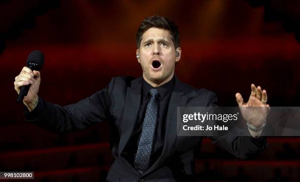 Michael Buble performs at Barclaycard present British Summer Time at Hyde Park on July 13, 2018 in London, England.