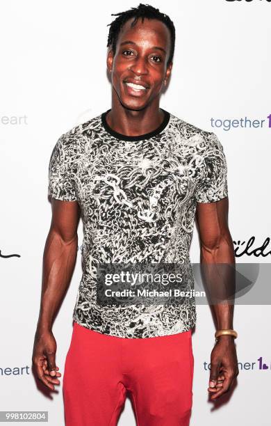 Shaka Smith arrives at Gilda Garza Presents Kings & Queens Art Exhibition in Support of Together1Heart on July 12, 2018 in Los Angeles, California.