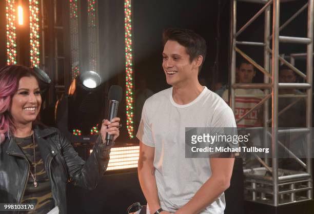Actor Timothy Granaderos gets interviewed at the Twitch Prime and PUBG Battlegrounds Squad Showdown gaming event on July 13, 2018 in Los Angeles,...