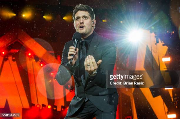 Michael Buble performs live at Barclaycard present British Summer Time at Hyde Park on July 13, 2018 in London, England.