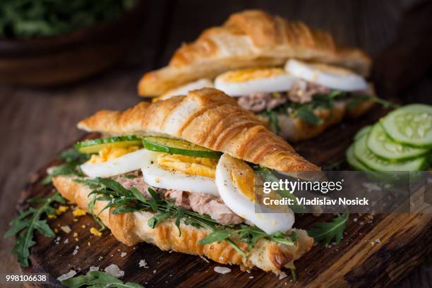 tuna salad sandwiches - seafood salad stock pictures, royalty-free photos & images