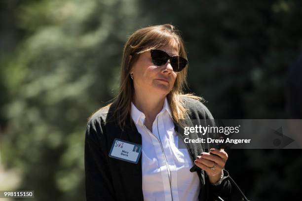 Mary Barra, chief executive officer of General Motors , attends the annual Allen & Company Sun Valley Conference, July 13, 2018 in Sun Valley, Idaho....