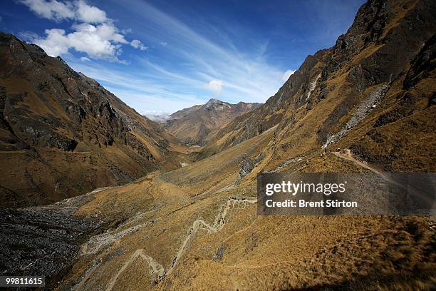 The trek continues over its highest pass called Salcantayccasa, 4650 meters high, Soraypampa, Peru, June 27, 2007. The pass is a series of steep...