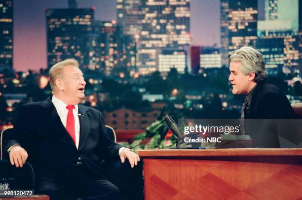 Episode 1666-- Pictured: Comedian Rodney Dangerfield during an interview with host Jay Leno on August 18, 1999 --