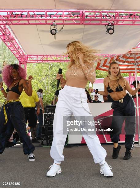 Rita Ora performs at Flamingo Las Vegas' GO Pool Dayclub on July 13, 2018 in Las Vegas, Nevada.