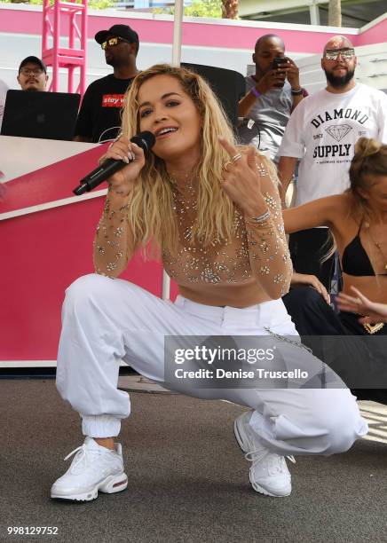 Rita Ora performs at Flamingo Las Vegas' GO Pool Dayclub on July 13, 2018 in Las Vegas, Nevada.