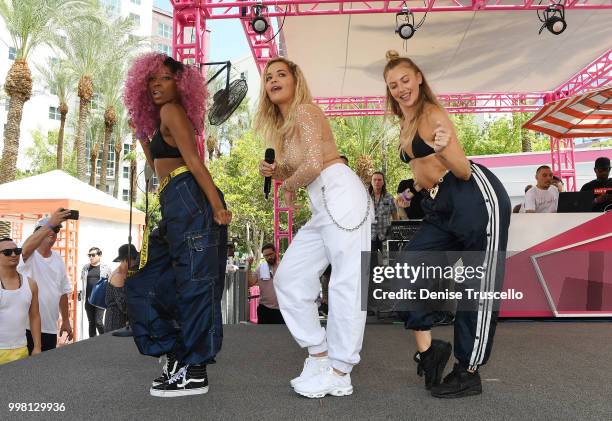 Rita Ora performs at Flamingo Las Vegas' GO Pool Dayclub on July 13, 2018 in Las Vegas, Nevada.