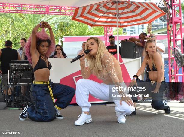 Singer Rita Ora performs at the Flamingo Go Pool Dayclub at Flamingo Las Vegas on July 13, 2018 in Las Vegs, Nevada.