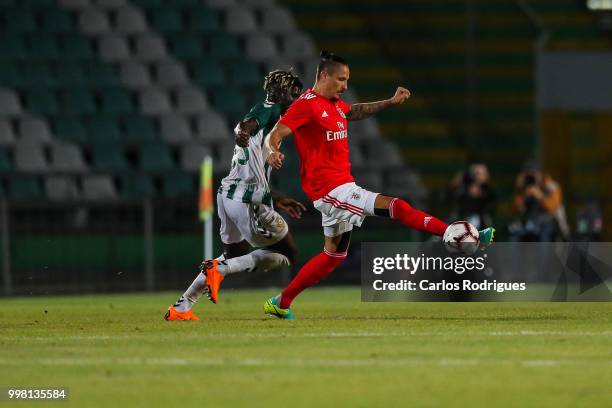 Vitoria Setubal forward Valdu Te from Guinea Bissau vies with SL Benfica midfielder Ljubomir Fejsa from Serbia for the ball possession during the...