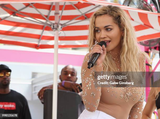 Singer Rita Ora performs at the Flamingo Go Pool Dayclub at Flamingo Las Vegas on July 13, 2018 in Las Vegs, Nevada.