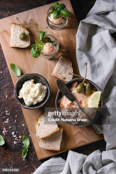 salmon pate with red caviar - red caviar stock pictures, royalty-free photos & images