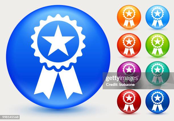 award ribbon with star icon - navy blue ribbon stock illustrations