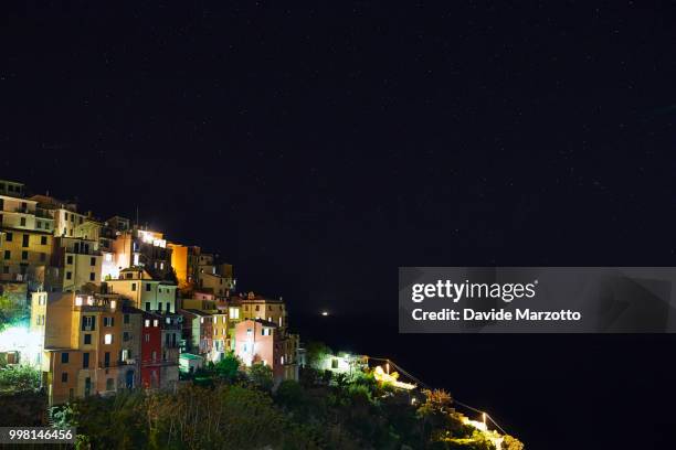 corniglia by night - corniglia stock pictures, royalty-free photos & images