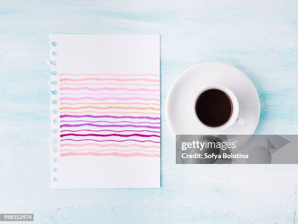 pastel color palette card and cup of coffee background - color palette bildbanksfoton och bilder